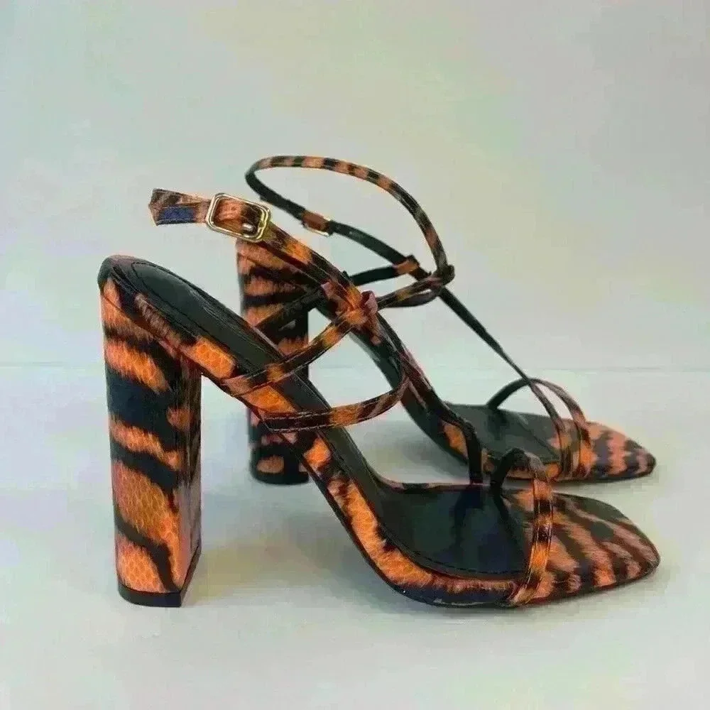 Orange & Black /High Heels Sandals/ Size Us 7